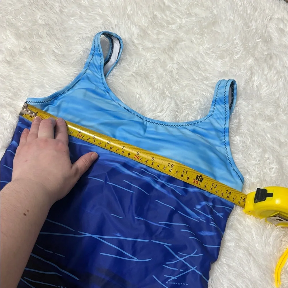 NWOT From Amazon Blue One Piece Criss Cross Back Swimsuit Size M